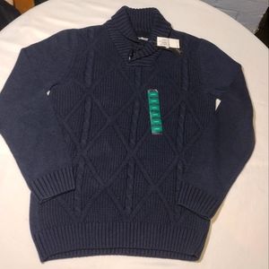 Method Cadet Blue Cable Knit Shawl Collar Pullover Sweater